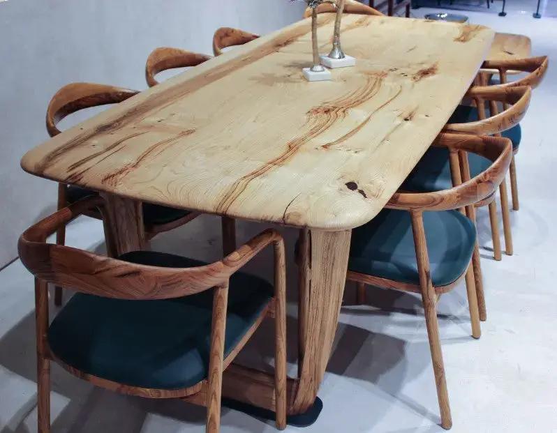 Rustic Solid Chestnut Wood Dining Table with Chestnut Legs by Gizz