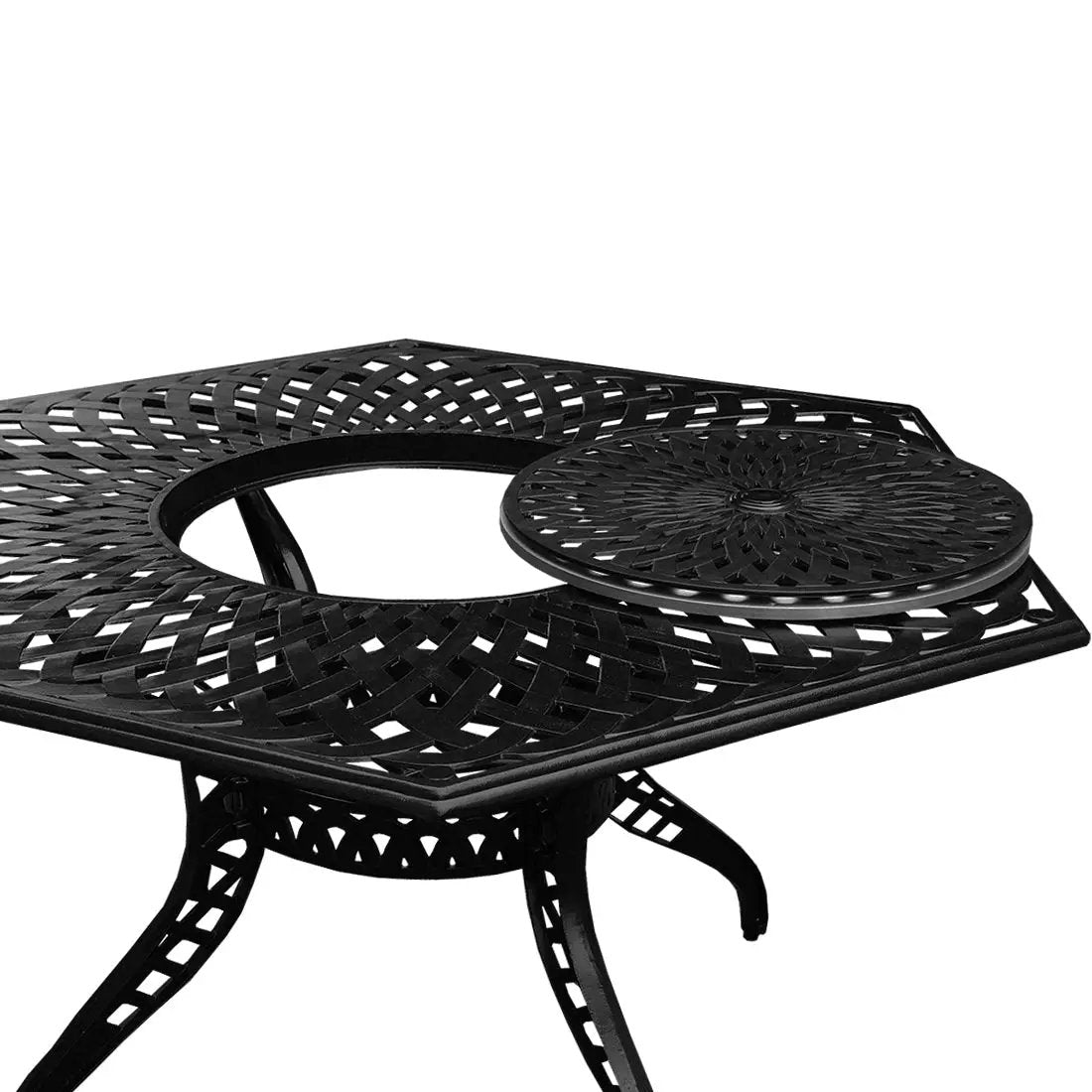 Outdoor Aluminum 7pc Hexagon Patio Dining Set, Lazy Susan, Six Chairs by Sharicks