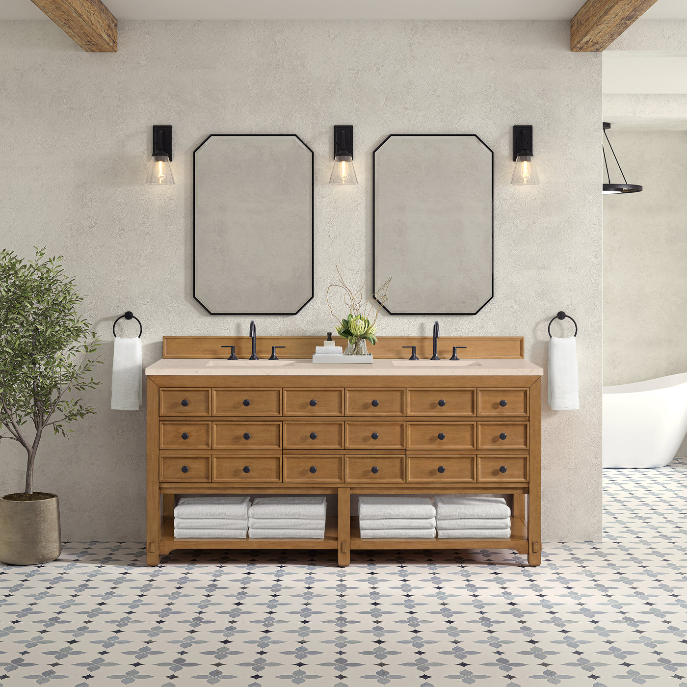 James Martin Malibu 72" Double Bathroom Vanity, Amber Birch, view 27