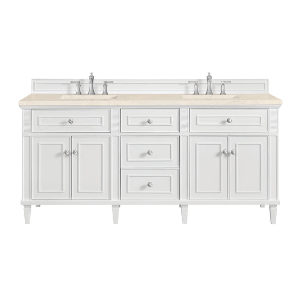 James Martin Lorelai 72" Double Bathroom Vanity, Bright White