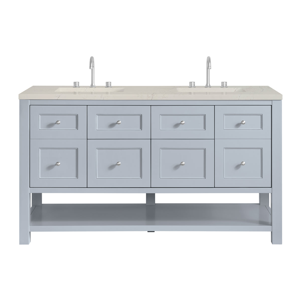 James Martin Breckenridge 60" Double Bathroom Vanity, Serenity Blue with Siberian countertop