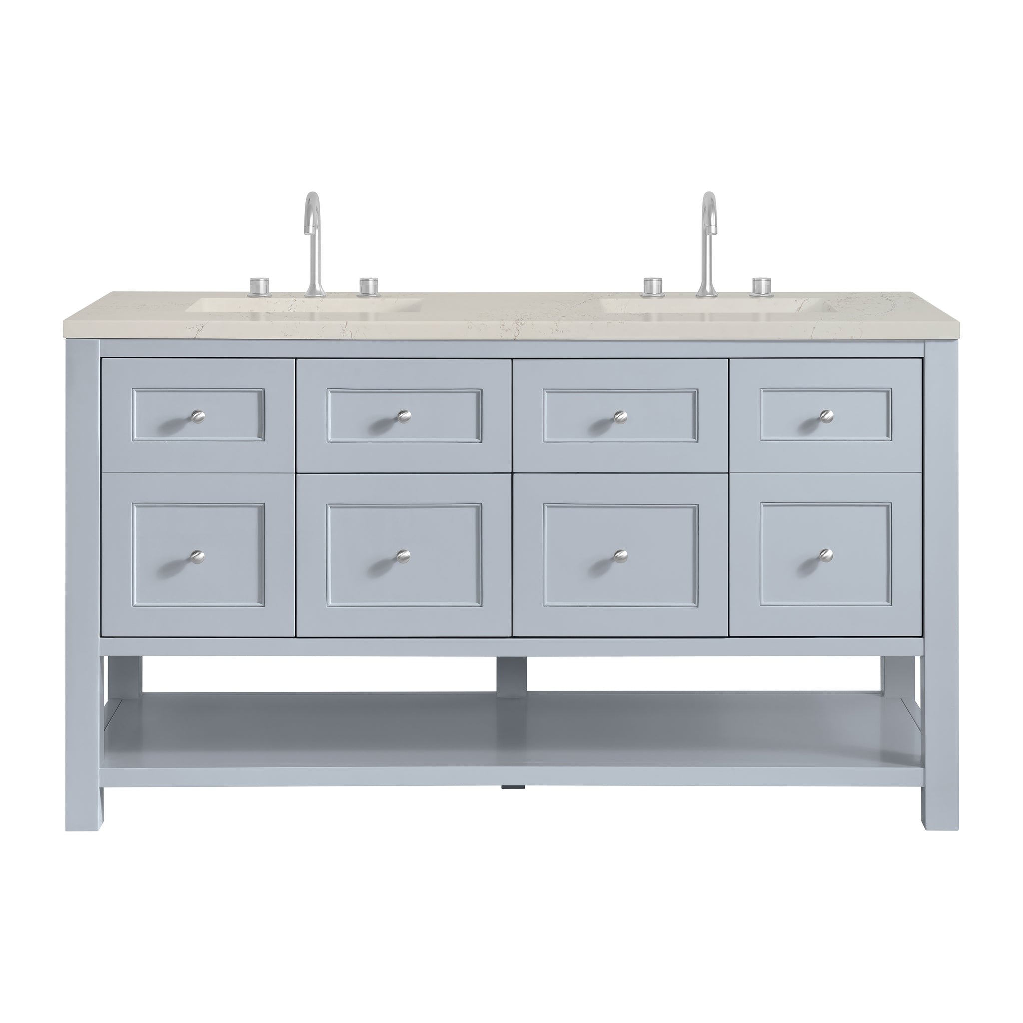 James Martin Breckenridge 60" Double Bathroom Vanity, Serenity Blue with Siberian countertop
