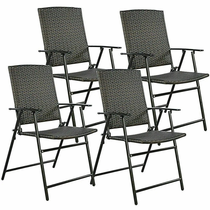 Set of 4 Rattan Folding Chairs by DirectDeals