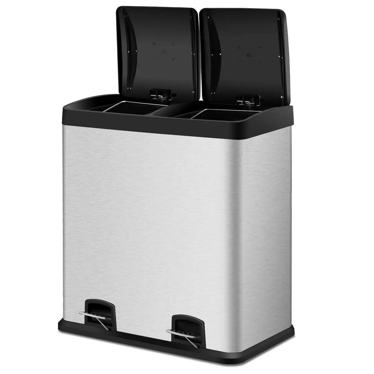 16 Gallon Dual Step Stainless Steel Double Bucket Trash Can by DirectDeals