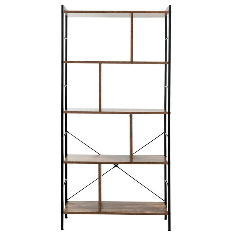 4-Tier Industrial Freestanding Bookshelf with Metal Frame by DirectDeals
