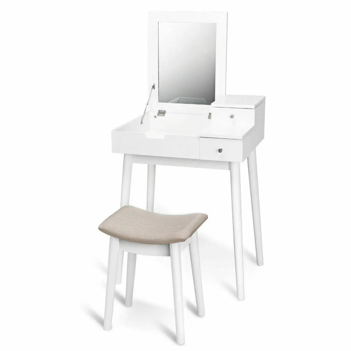 Vanity Dressing Table Set Flip Mirror Desk Furniture Stool by DirectDeals