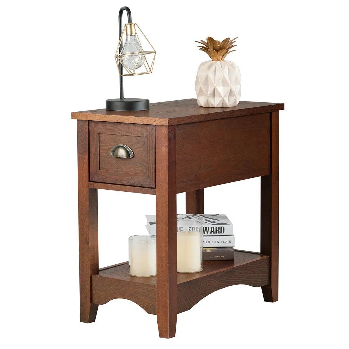 Contemporary Chair Side End Table Compact Table with Drawer Nightstand by DirectDeals
