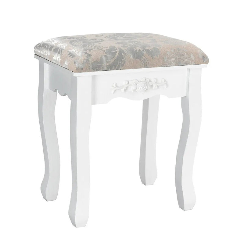 Vanity Table Set with Oval Mirror and 4 Drawers-White by DirectDeals