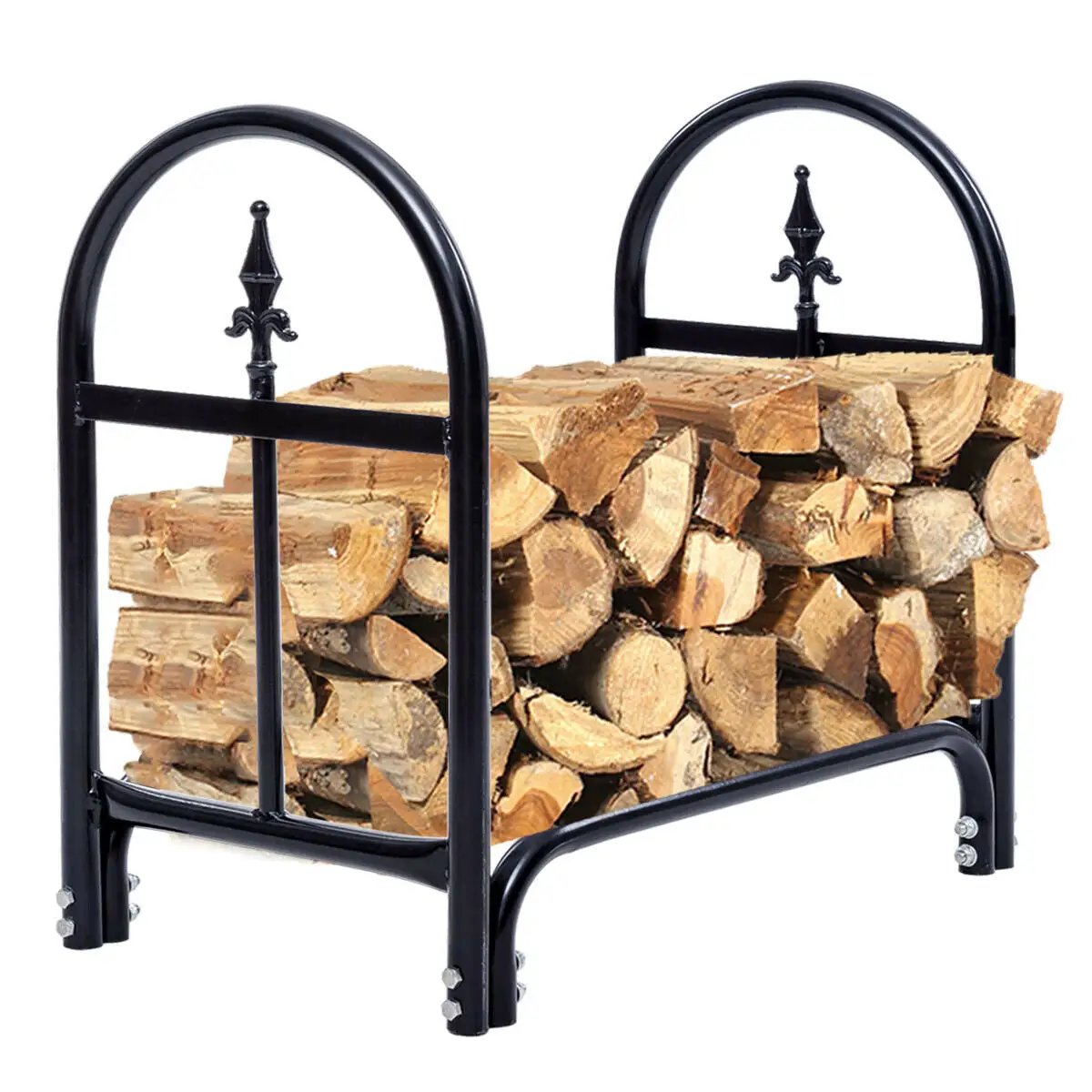 2 Feet Outdoor Heavy Duty Steel Firewood Storage Holder by DirectDeals