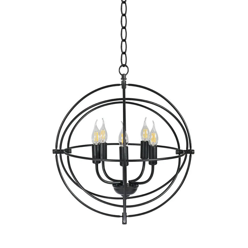 20 Inch 5 Lights Metal Chandelier with Pivoting Interlocking Rings by DirectDeals