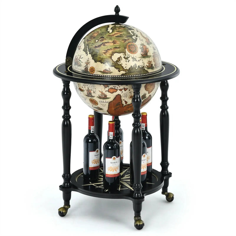 16th Century Nautical Chart Wine Cabinet with Wheels by DirectDeals