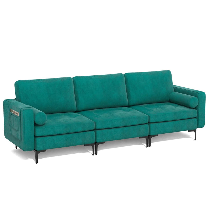 3-Seat Modular Sofa with Storage Pocket and Metal Legs by DirectDeals