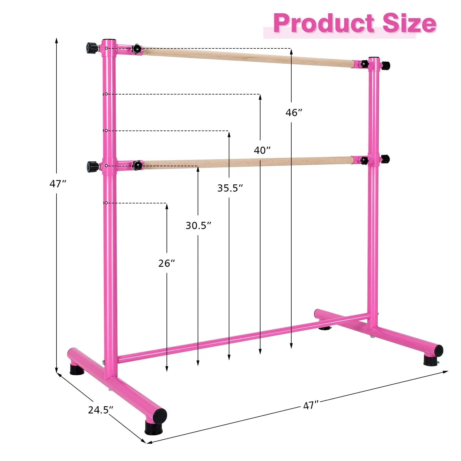 47 Inch Double Ballet Barre with Anti-Slip Footpads by DirectDeals