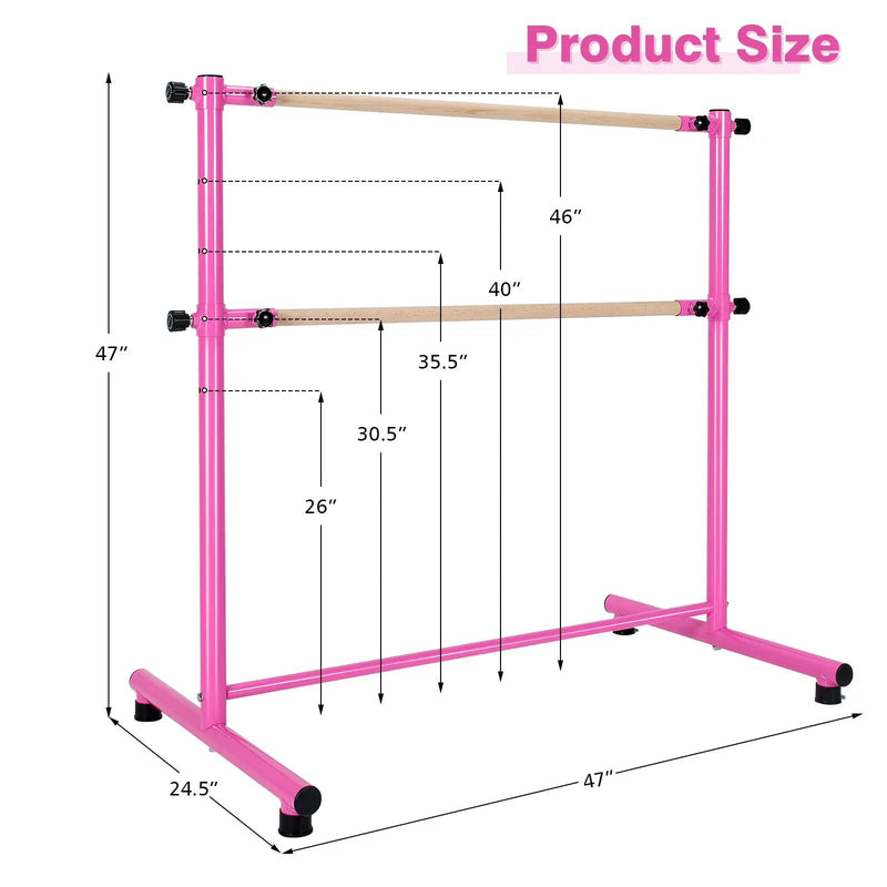 47 Inch Double Ballet Barre with Anti-Slip Footpads by DirectDeals