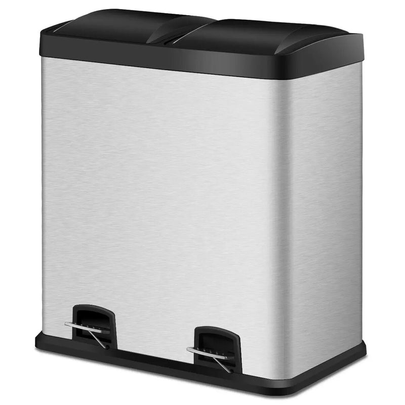 16 Gallon Dual Step Stainless Steel Double Bucket Trash Can by DirectDeals