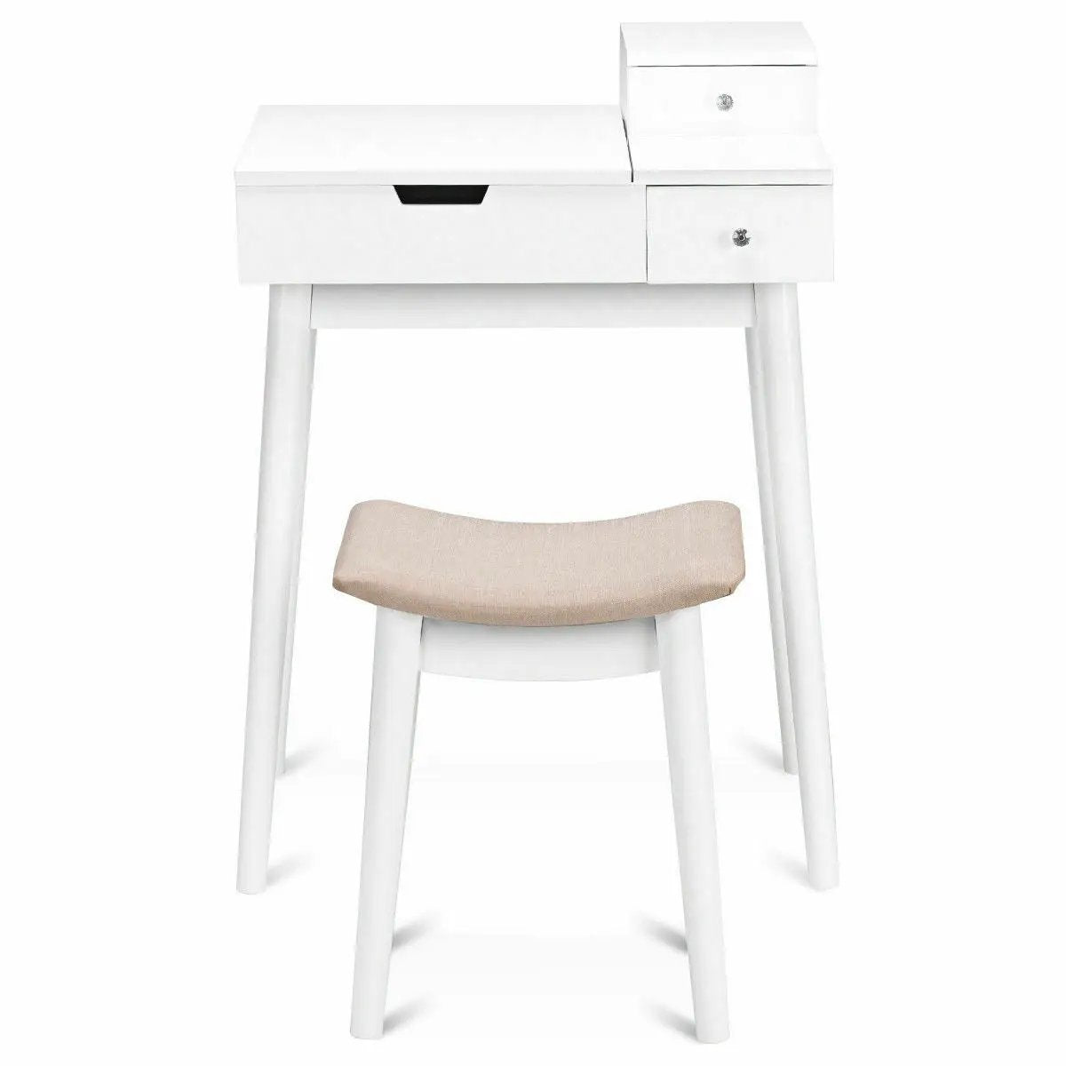 Vanity Dressing Table Set Flip Mirror Desk Furniture Stool by DirectDeals