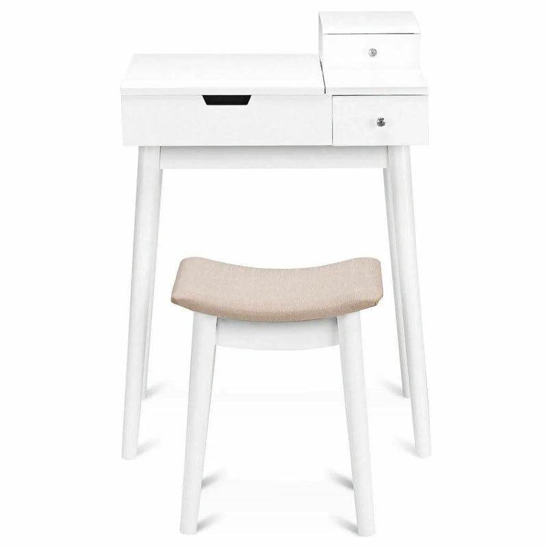 Vanity Dressing Table Set Flip Mirror Desk Furniture Stool by DirectDeals