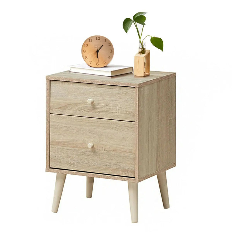 2-Drawer Nightstand Beside End Side Table with Rubber Legs by DirectDeals