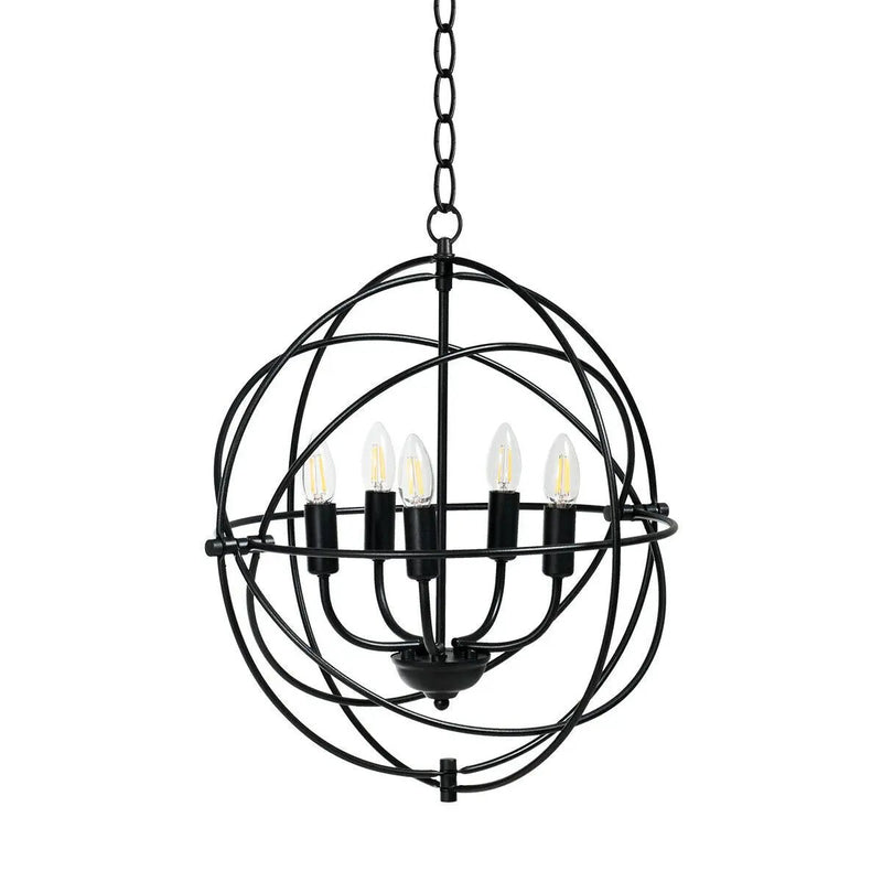 20 Inch 5 Lights Metal Chandelier with Pivoting Interlocking Rings by DirectDeals