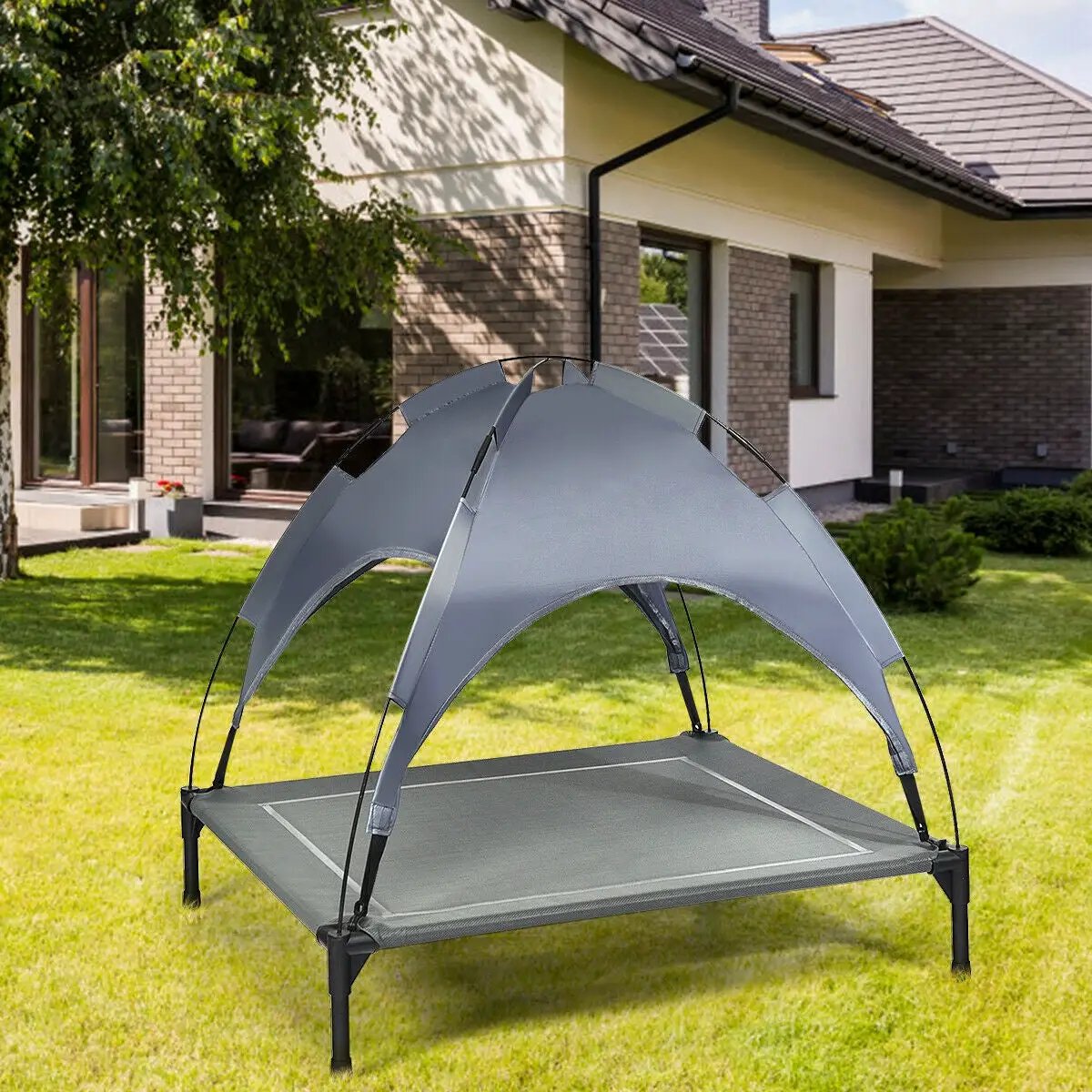Portable Elevated Outdoor Pet Bed with Removable Canopy Shade by DirectDeals