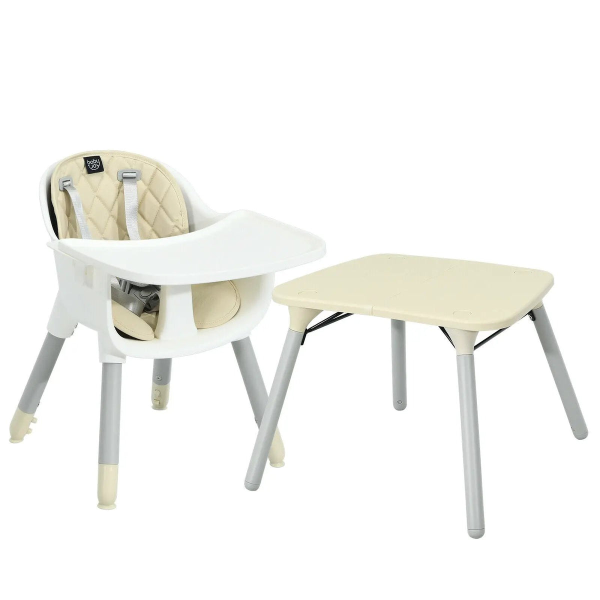 4-in-1 Baby Convertible Toddler Table Chair Set with PU Cushion by DirectDeals