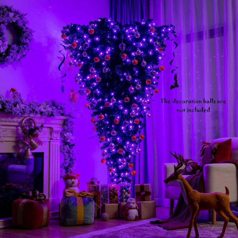 6 Feet Upside Down Artificial Christmas Tree with 270 Purple LED lights by DirectDeals