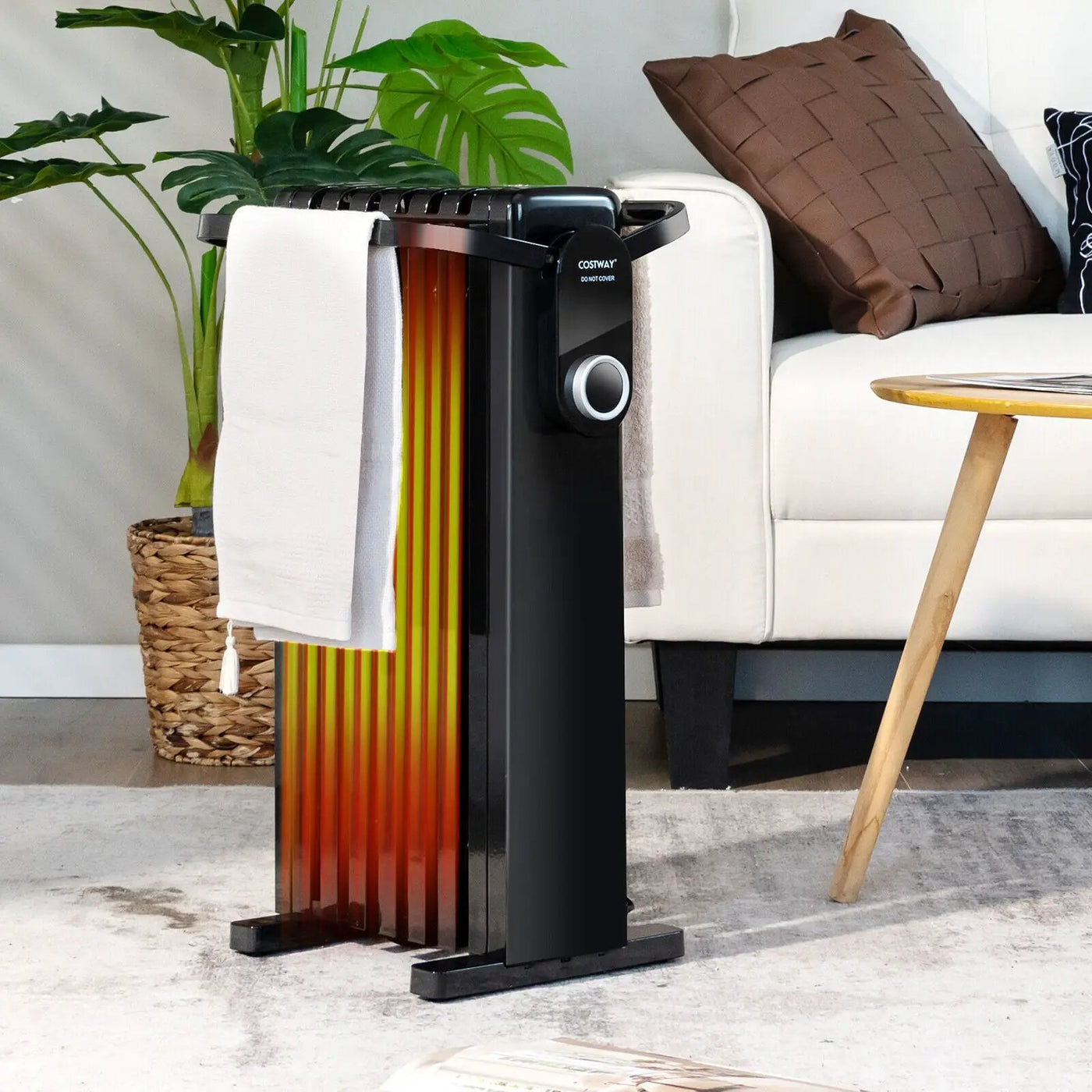 1500W Electric Space Heater Oil Filled Radiator Heater with Foldable Rack by DirectDeals