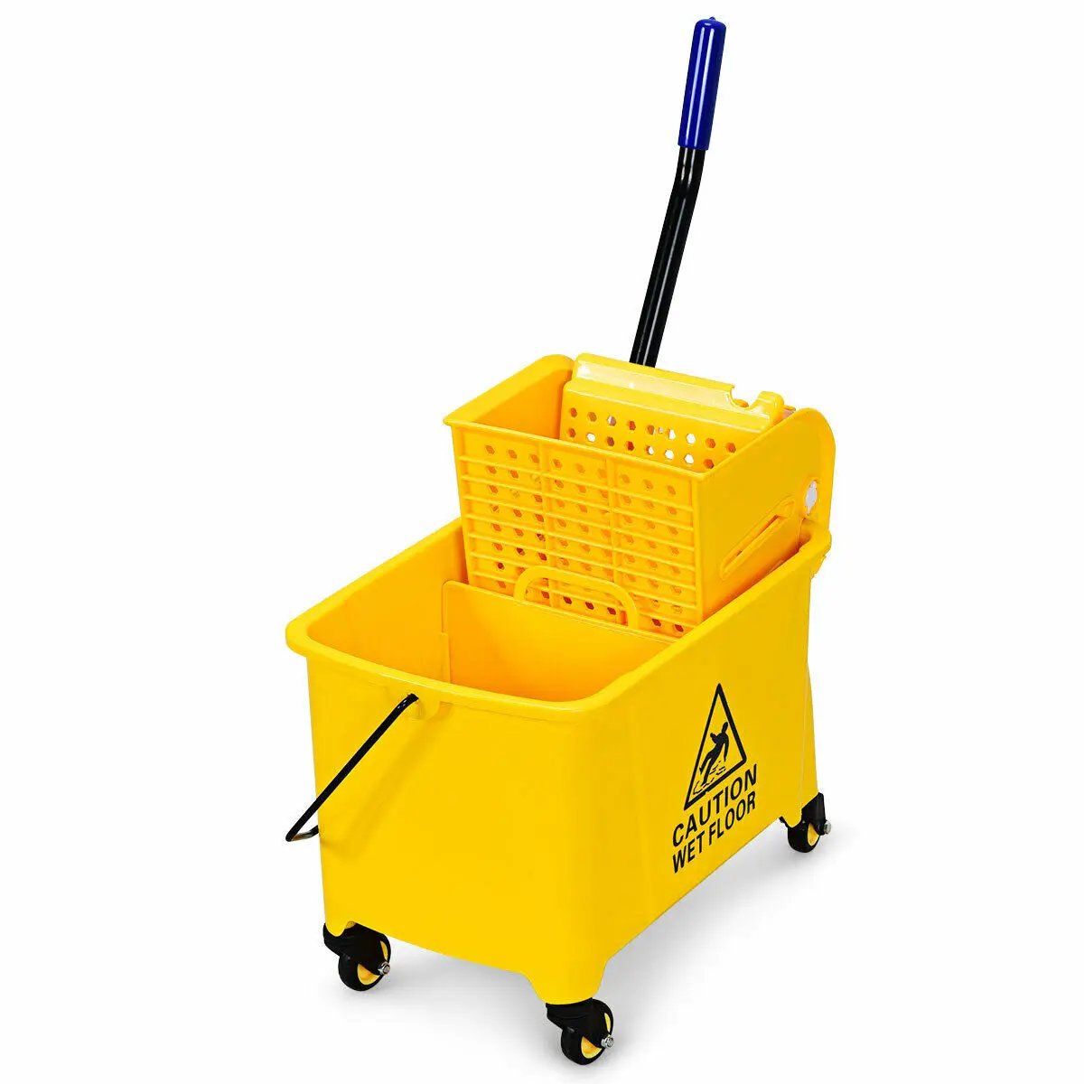 21 Quart Mop Bucket Side Press Wringer on Wheels With Panel by DirectDeals