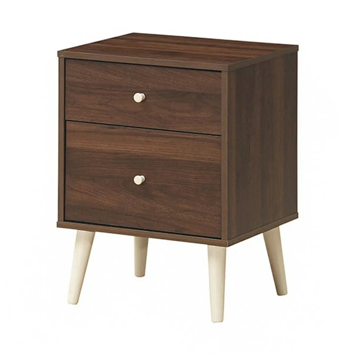2-Drawer Nightstand Beside End Side Table with Rubber Legs by DirectDeals