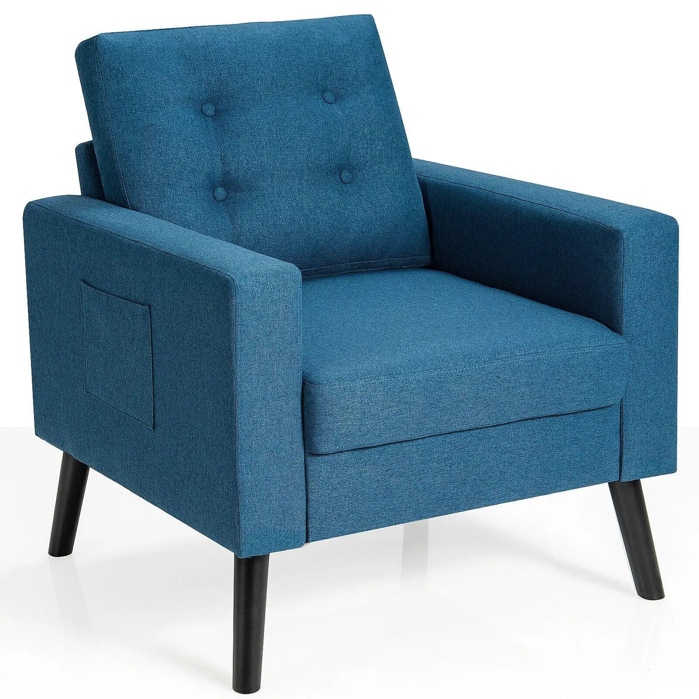 Mid-Century Upholstered Armchair Club Chair with Rubber Wood Legs by DirectDeals