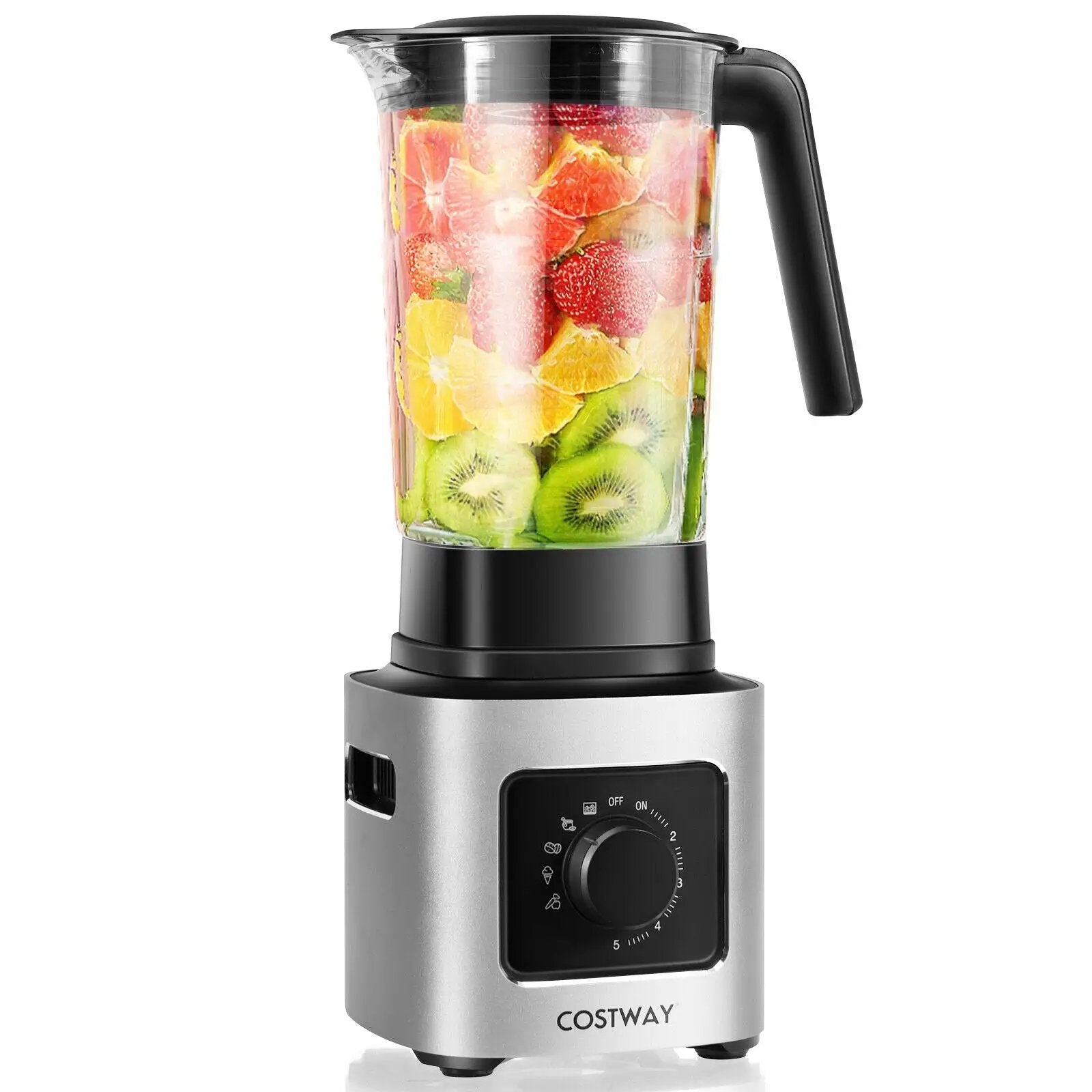 1500W 5-Speed Countertop Smoothie Blender with 5 Presets and 68oz Tritan Jar-Silver by DirectDeals