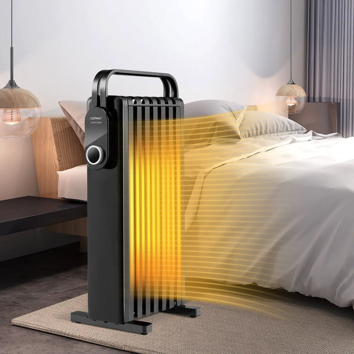 1500W Electric Space Heater Oil Filled Radiator Heater with Foldable Rack by DirectDeals