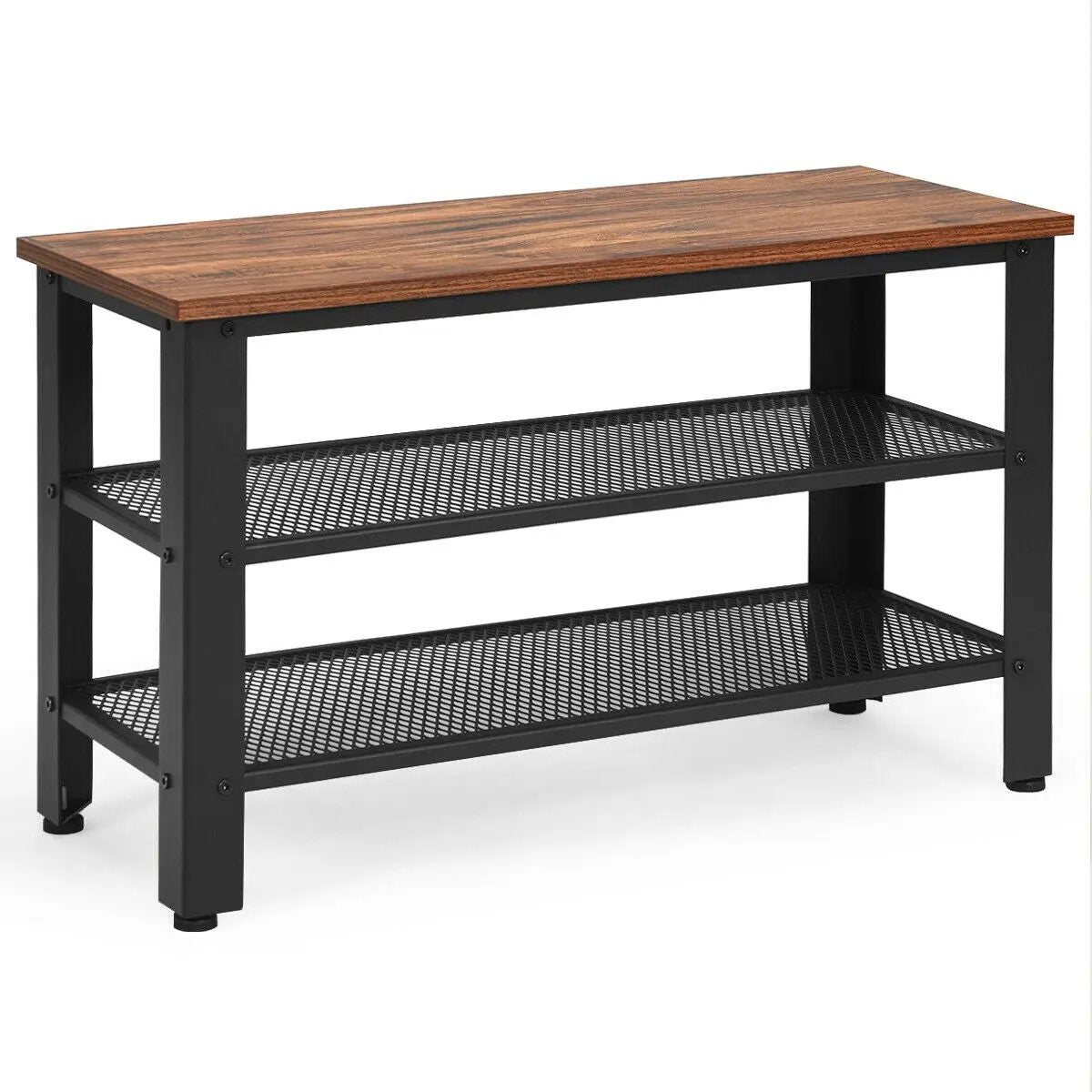 3-Tier Shoe Rack Industrial Shoe Bench with Storage Shelves by DirectDeals