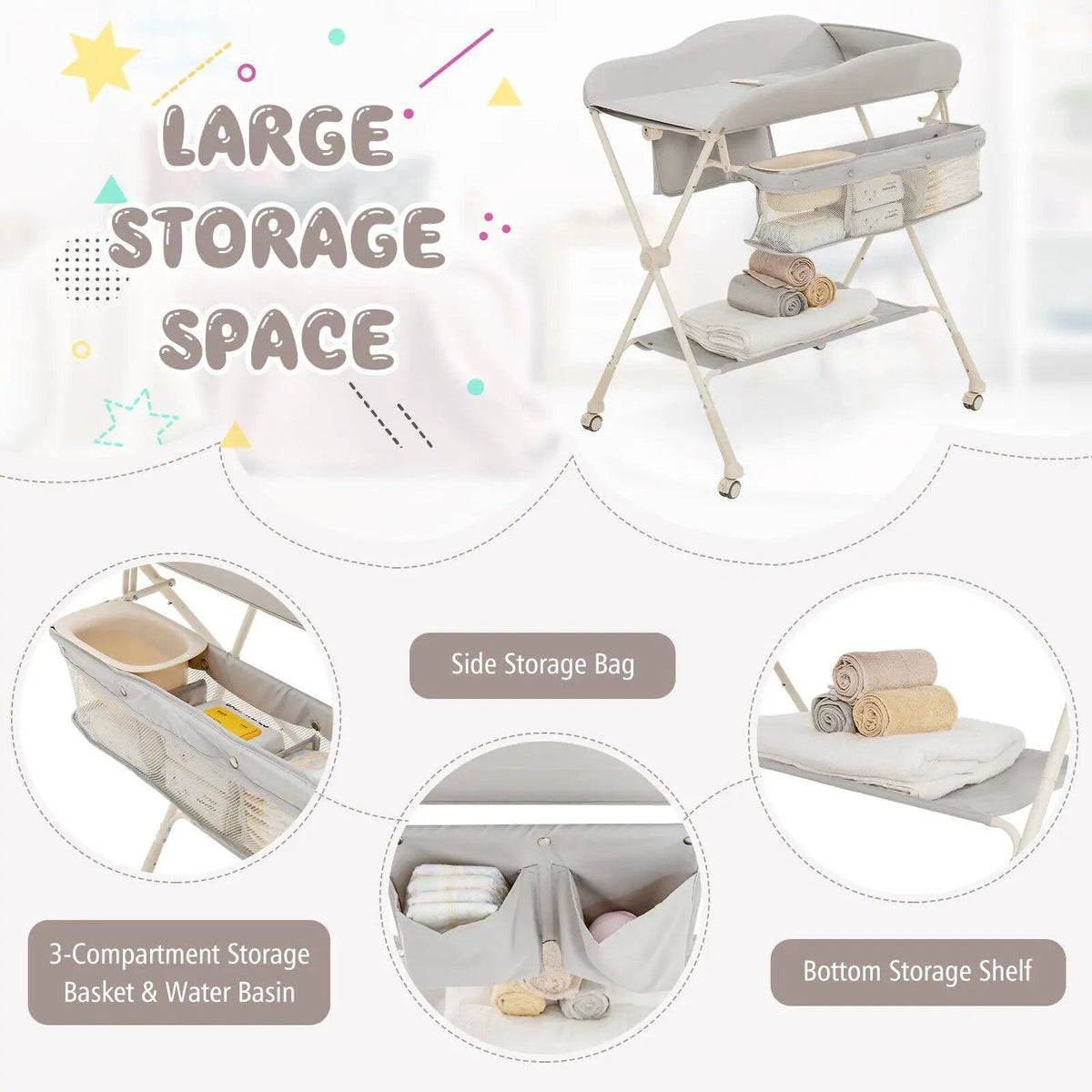 Baby Diaper Changing Table with Water Basin Wheel by DirectDeals