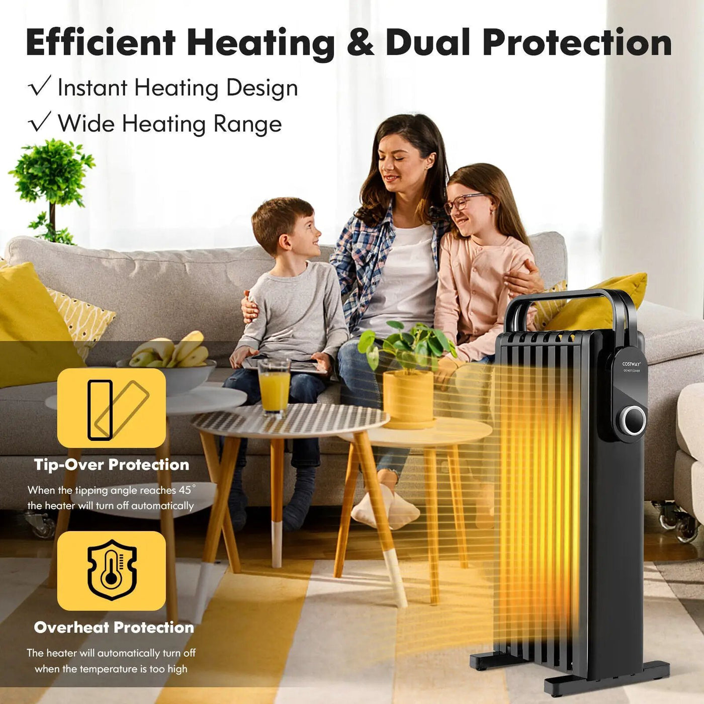 1500W Electric Space Heater Oil Filled Radiator Heater with Foldable Rack by DirectDeals