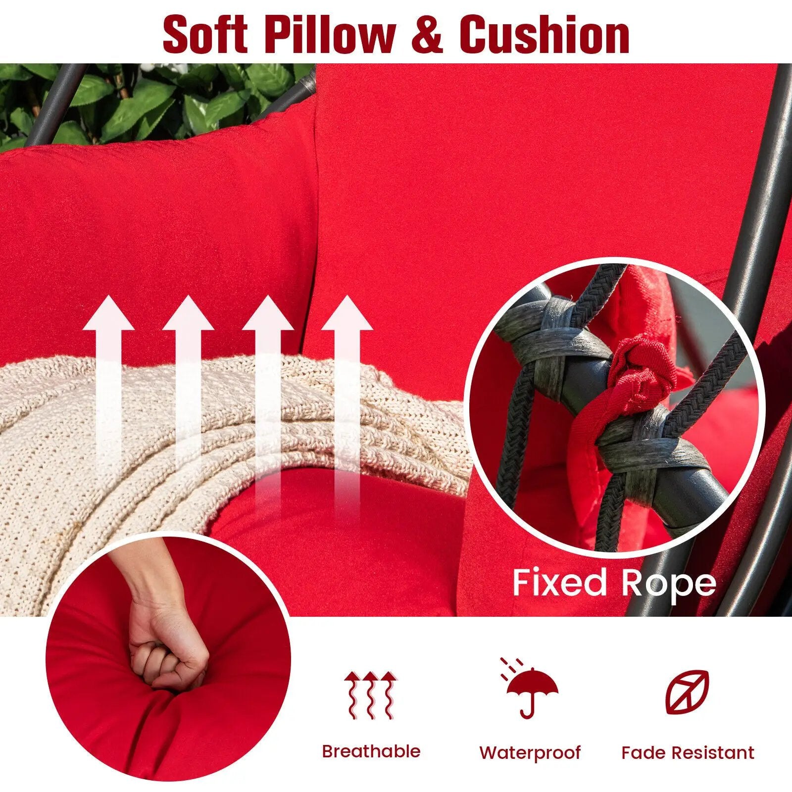 Hanging Folding Egg Chair with Stand Soft Cushion Pillow Swing Hammock by DirectDeals