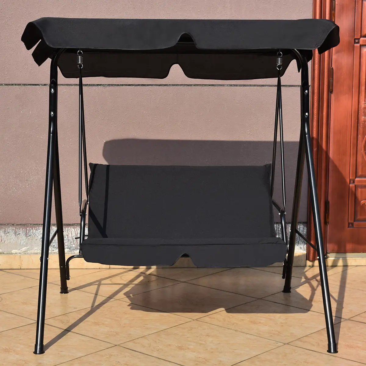 Loveseat Cushioned Patio Steel Frame Swing Glider by DirectDeals