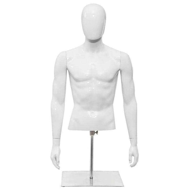 Plastic Half Body Head Turn Male Mannequin with Base by DirectDeals
