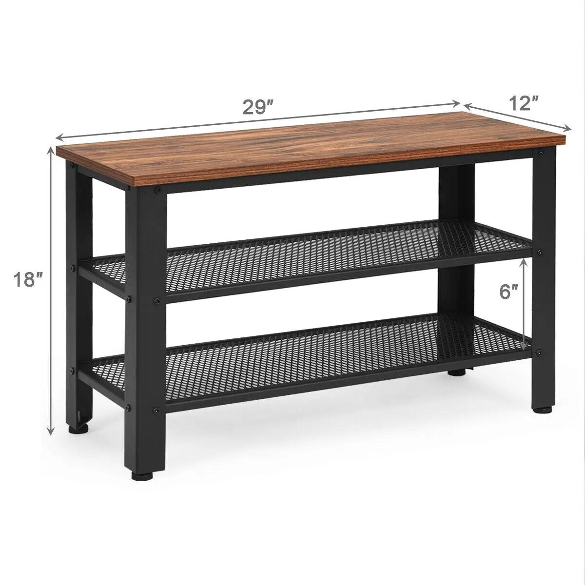 3-Tier Shoe Rack Industrial Shoe Bench with Storage Shelves by DirectDeals