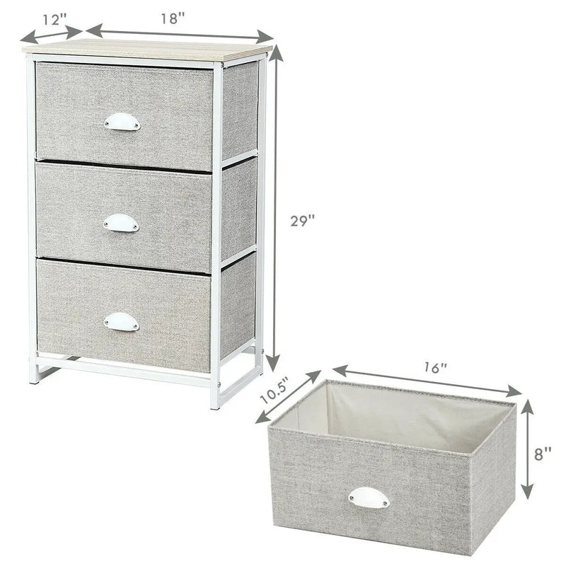 Nightstand Side Table Storage Tower Dresser Chest with 3 Drawers by DirectDeals