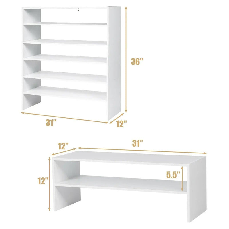 3 Pieces 31-Inch Stackable Multi-Shape Shoe Rack by DirectDeals