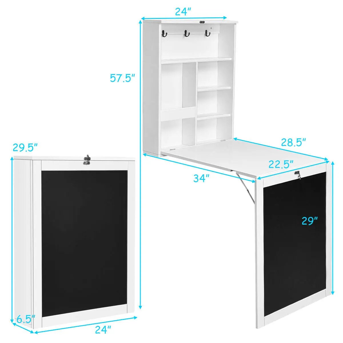 Convertible Wall Mounted Table with A Chalkboard by DirectDeals