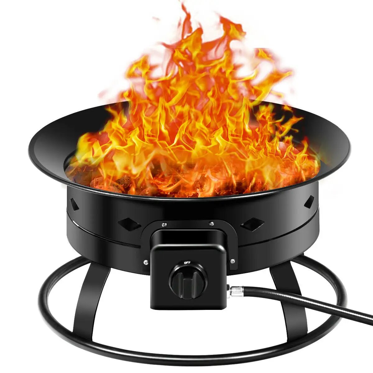 58 000BTU Firebowl Outdoor Portable Propane Gas Fire Pit with Cover and Carry Kit by DirectDeals