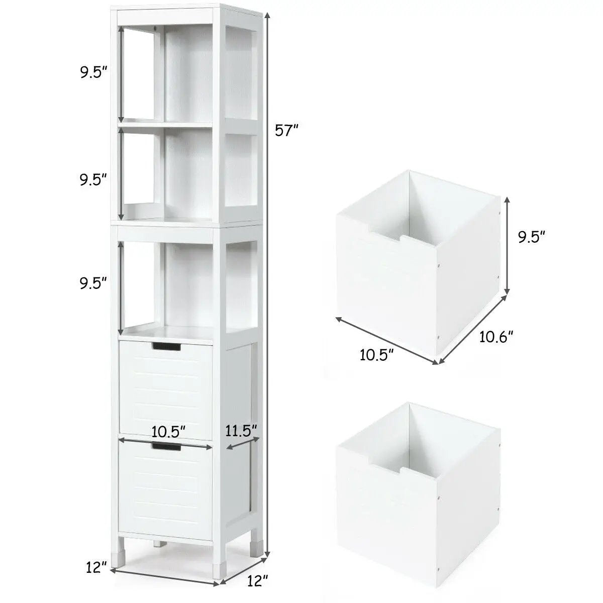 5-Tier Multifunctional Bathroom Floor Cabine Storage with 2 Drawers by DirectDeals