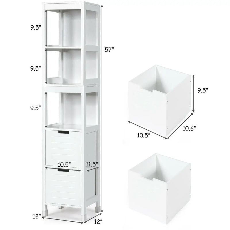 5-Tier Multifunctional Bathroom Floor Cabine Storage with 2 Drawers by DirectDeals