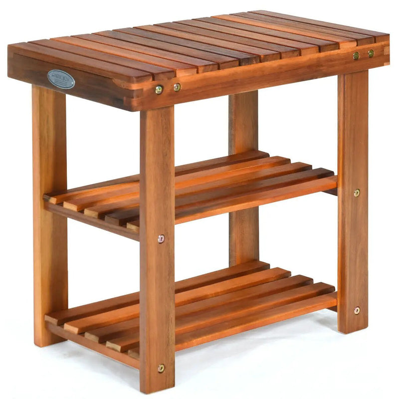 3-Tier Wood Shoe Rack 19' Shoe Bench Boots Organizer by DirectDeals