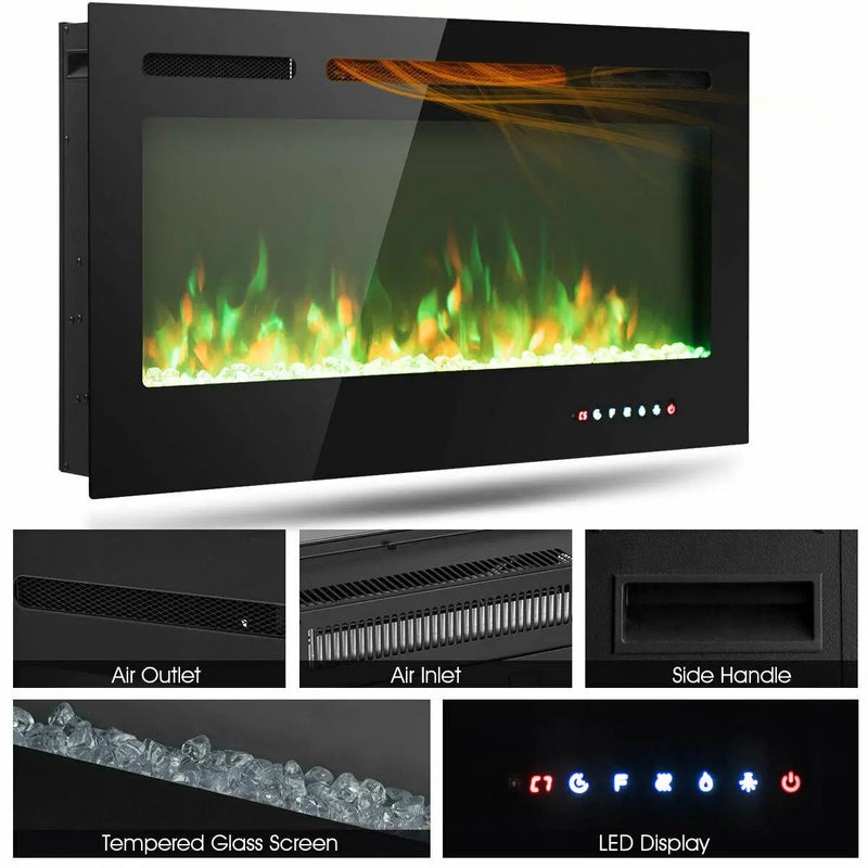 40-Inch Electric Fireplace Recessed with Thermostat by DirectDeals