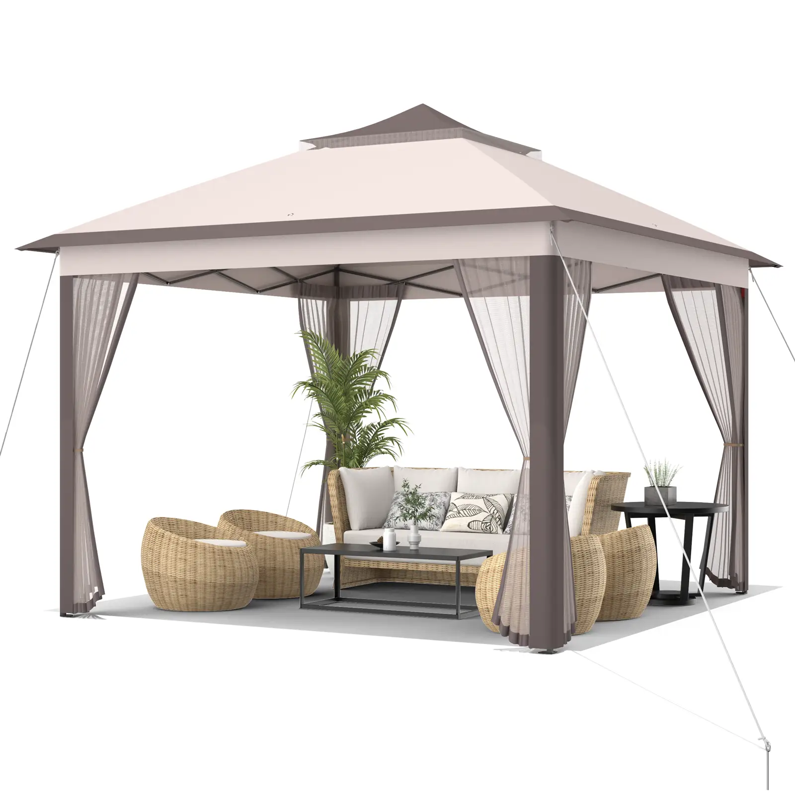 11 x 11 Feet 2-Tier Pop-Up Gazebo Tent Portable Canopy Shelter Carry Bag Mesh by DirectDeals