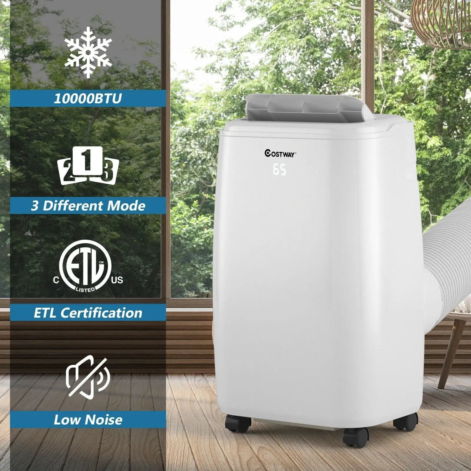 10000 BTU(Ashrae) Portable Air Conditioner with with 3 Modes and Remote Control by DirectDeals