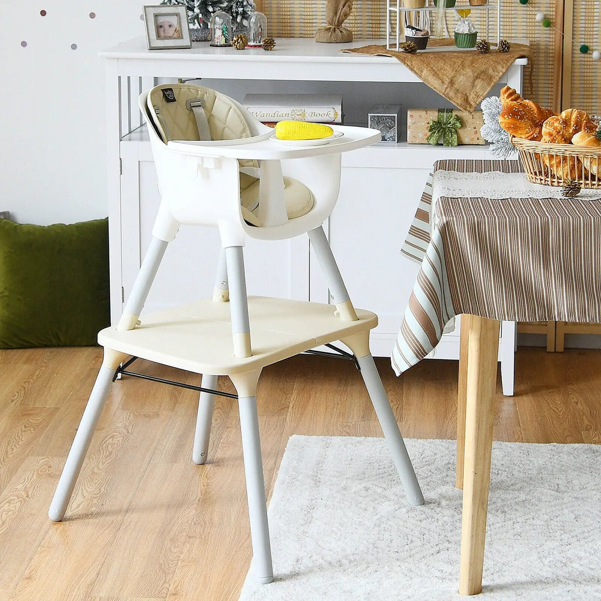 4-in-1 Baby Convertible Toddler Table Chair Set with PU Cushion by DirectDeals